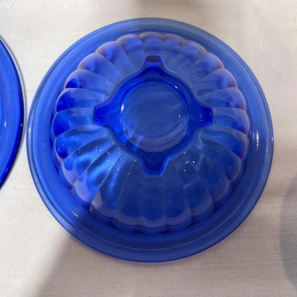 VTG Nest Of 4 Hazel Atlas PILLAR OPTIC Cobalt Blue Mixing Bowl Set